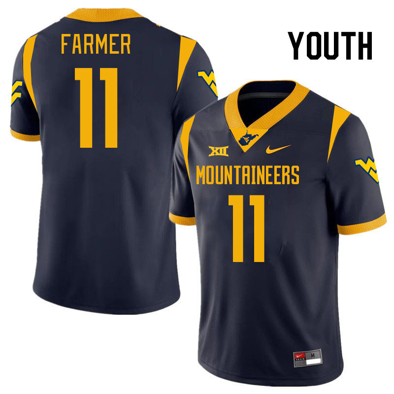 Youth #11 Ric'Darious Farmer West Virginia Mountaineers College 2024 New Uniforms Football Jerseys S